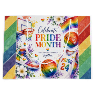 Het Pride Basketbal Regenboog Thema Design Groot Cadeauzakje