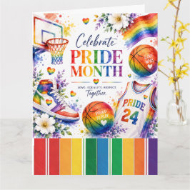 Het Pride Basketbal Regenboog Thema Design Kaart