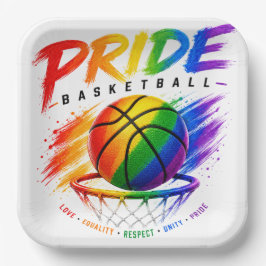 Het Pride Basketbal Regenboog Thema Design Papieren Bordje
