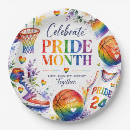 Het Pride Basketbal Regenboog Thema Design Papieren Bordje