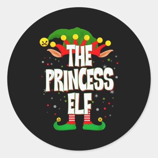 Het Prinses Elf Kerstfeest  Ronde Sticker (Voorkant)