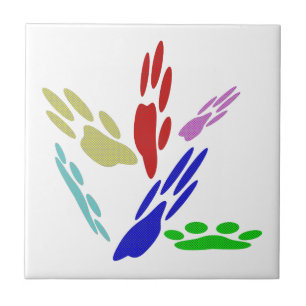 Het Print van de Poot van de hond met Stippen Tegeltje