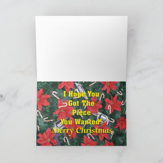 Het pro Stuk van het Pistool op Kerstmis van de Feestdagen Kaart (Binnen)