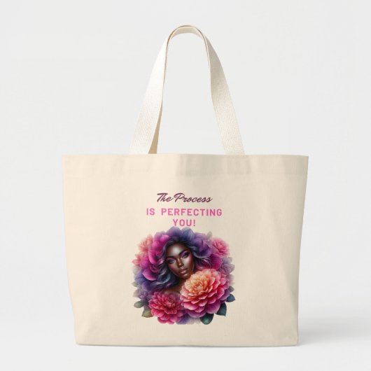 Het proces perfectioneert je! grote tote bag (Voorkant)