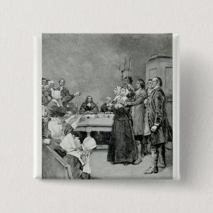 Het proces van een heks vierkante button 5,1 cm