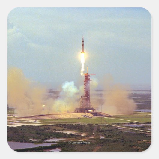 Het proefproject Saturn IB van Apollo Soyuz Vierkante Sticker (Voorkant)