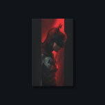 Het profiel van de rode Batman-balk Canvas Afdruk<br><div class="desc">Met Robert Pattinson als Batman | Batman in zijprofiel onder rood licht.</div>