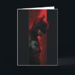 Het profiel van de rode Batman-balk Kaart<br><div class="desc">Met Robert Pattinson als Batman | Batman in zijprofiel onder rood licht.</div>