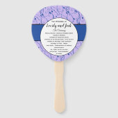 Het programma Blauwe en Lila Floral Wedding Handwaaier (Voorkant)