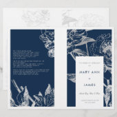 Het programma Eenvoudig Floral Silver Navy Blue (Voorkant / Achterkant)