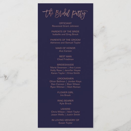 Het programma Gold Wedding Roos in het najaar Programmakaart (Achterkant)