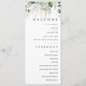Het programma Greenery en Gold Leaf Wedding Programmakaart (Voorkant)