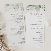 Het programma Greenery en Gold Leaf Wedding Programmakaart