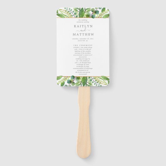 Het programma GreenGenery & Gold Wedding Collectie Handwaaier (Voorkant)