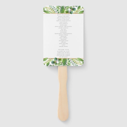 Het programma GreenGenery & Gold Wedding Collectie Handwaaier (Achterkant)