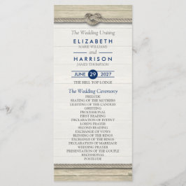 Het programma Knot Rustic Beach Wedding Programmakaart