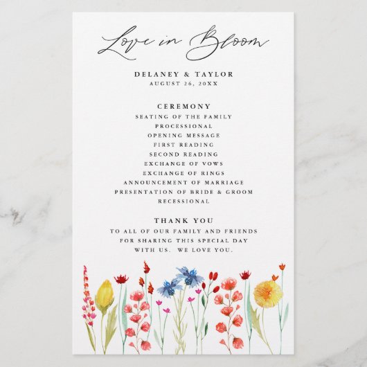 Het programma Liefde in Bloom Wildflower Paper Flyer (Voorkant)
