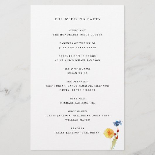 Het programma Liefde in Bloom Wildflower Paper Flyer (Achterkant)