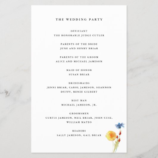 Het programma Liefde in Bloom Wildflower Paper Flyer (Achterkant)