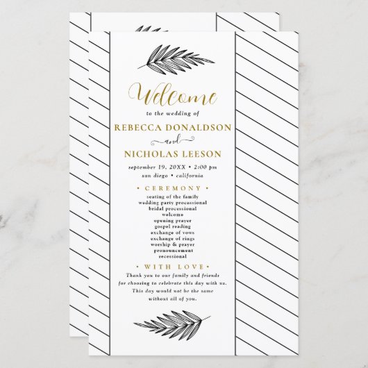 Het programma Minimale bruiloft van het Manuscript (Voorkant / Achterkant)