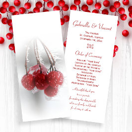 het programma Red Frosty Berries Winter Wedding Pr Programmakaart
