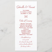 het programma Red Frosty Berries Winter Wedding Pr Programmakaart (Achterkant)