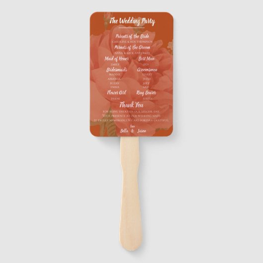 Het programma Rust Terracotta minimalistisch huwel Handwaaier (Achterkant)