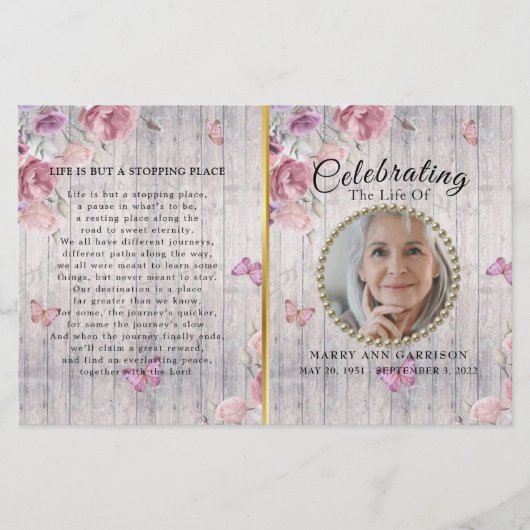 Het programma Rustic Floral Celebration of Life (Voorkant)