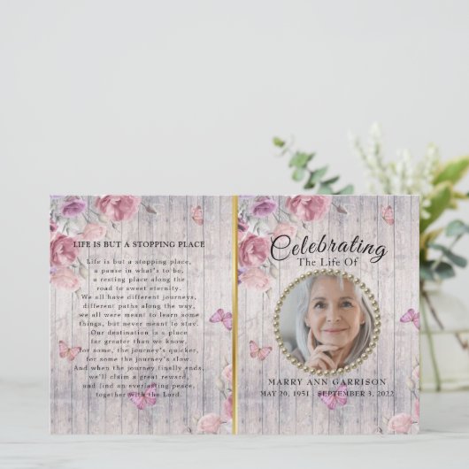 Het programma Rustic Floral Celebration of Life (Staand voorkant)