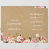 Het programma Rustic Floral Kraft Folded Wedding (Voorkant / Achterkant)