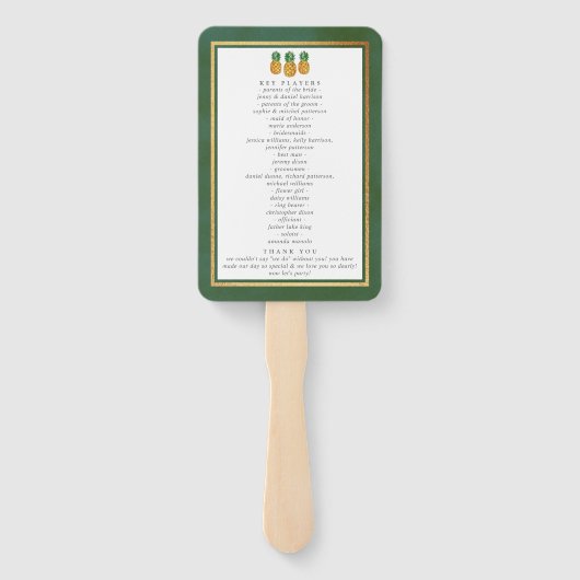 Het programma Tropical Ananas Wedding Collectie Handwaaier (Achterkant)