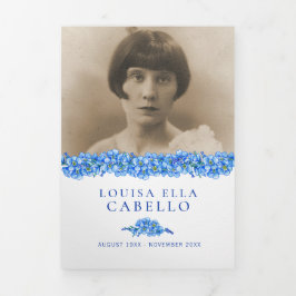 Het programma van de begrafenisdienst blauw vergee