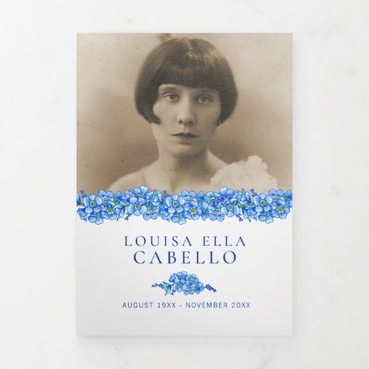 Het programma van de begrafenisdienst blauw vergee (Cover)