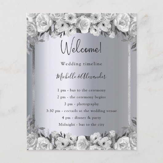 Het programma van de bruiloft chronologie zilveren flyer (Voorkant)