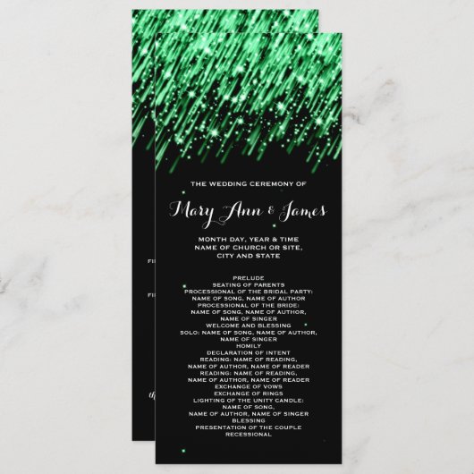 Het programma van de bruiloft Falling Stars "Emera Programmakaart (Voorkant / Achterkant)