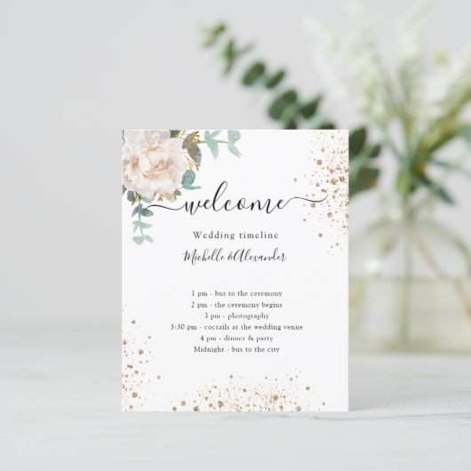 Het programma van de bruiloft florale eucalyptus (Staand voorkant)