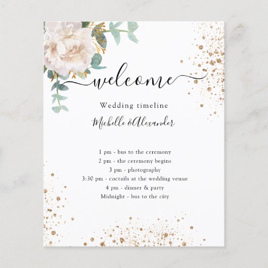 Het programma van de bruiloft florale eucalyptus (Voorkant)