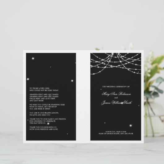 Het Programma van de bruiloft mousserend Koord Zwa (Staand voorkant)