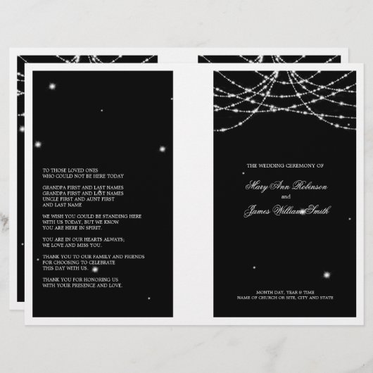 Het Programma van de bruiloft mousserend Koord Zwa (Voorkant / Achterkant)