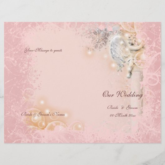 Het programma van de bruiloft roze witte vleugje (Achterkant)