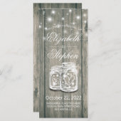 Het Programma van de bruiloft Rustic Wood Mason Ja Programmakaart (Voorkant / Achterkant)