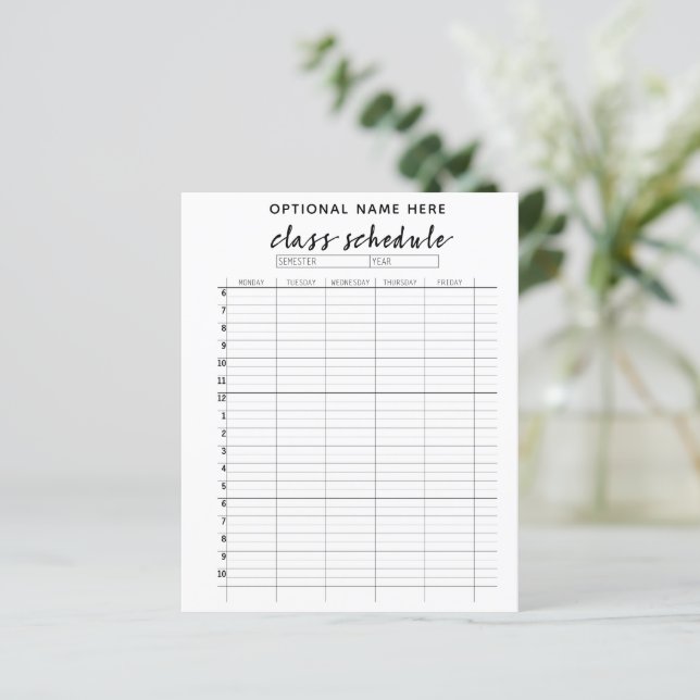 Het Programma van de klasse voor Semester - zwart- (Staand voorkant)