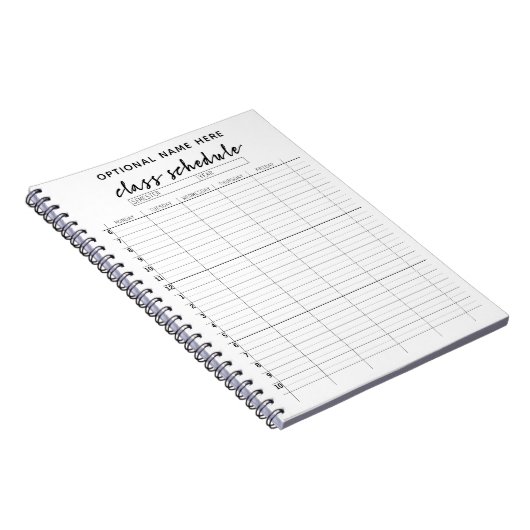 Het Programma van de klasse voor Semester - zwart- Notitieboek (Rechterzijde)