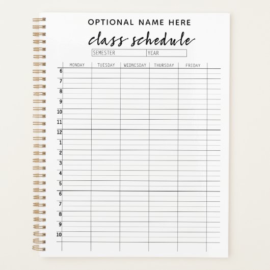 Het Programma van de klasse voor Semester - zwart- Planner (Voorkant)