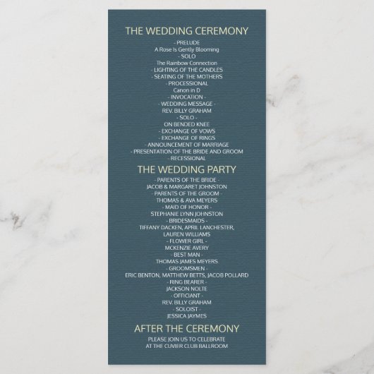 Het Programma van de weddenschap Blauwe Goudvlies Programmakaart (Achterkant)