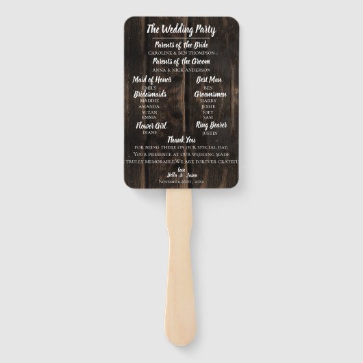 Het Programma van de weddenschap Rustic Wood het W Handwaaier (Achterkant)