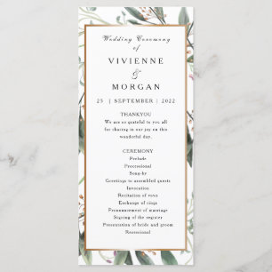 Het programma van het huwelijk elegant waterverf g programmakaart