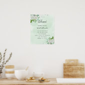 Het programma van het huwelijk florale eucalyptus poster (Keuken)