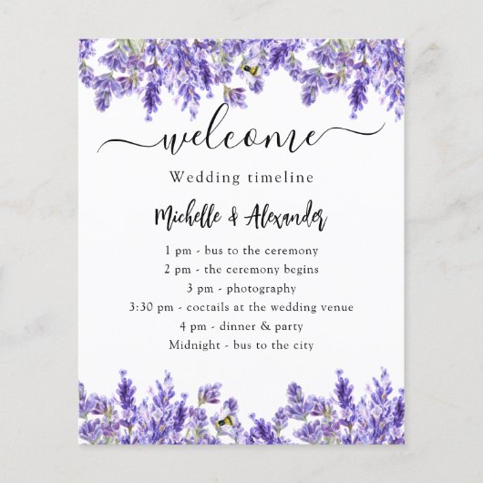 Het programma van het huwelijk lavender florals ve (Voorkant)
