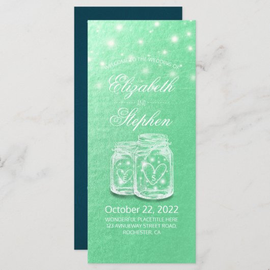 Het programma van het huwelijk Mason Jars String L Programmakaart (Voorkant / Achterkant)